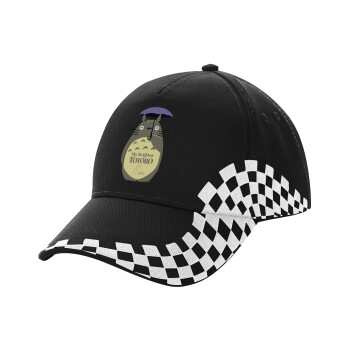 Totoro from My Neighbor Totoro, Adult Ultimate BLACK RACING Cap, (100% COTTON DRILL, ADULT, UNISEX, ONE SIZE)