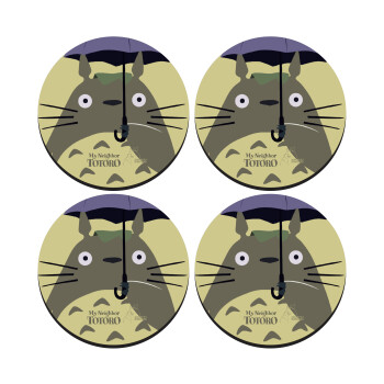 Totoro from My Neighbor Totoro, ΣΕΤ 4 Σουβέρ ξύλινα στρογγυλά (9cm)