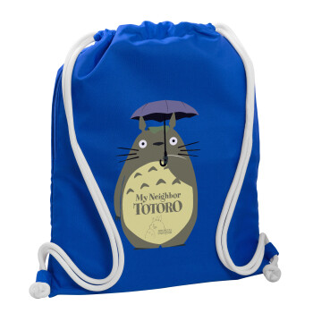 Totoro from My Neighbor Totoro, Backpack pouch GYMBAG Blue, with pocket (40x48cm) & thick cords