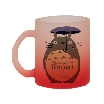 Totoro from My Neighbor Totoro, Κούπα γυάλινη δίχρωμη με βάση το κόκκινο ματ, 330ml