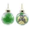 Transparent Christmas tree ball ornament with green filling 8cm