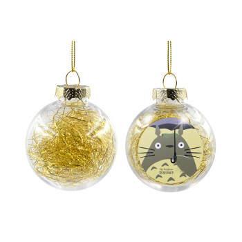 Totoro from My Neighbor Totoro, Transparent Christmas tree ball ornament with gold filling 8cm