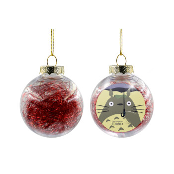 Totoro from My Neighbor Totoro, Χριστουγεννιάτικη μπάλα δένδρου διάφανη με κόκκινο γέμισμα 8cm