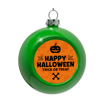 Happy Halloween pumpkin, Green Christmas tree ornament bauble 8cm