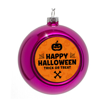 Happy Halloween pumpkin, Purple Christmas tree ornament bauble 8cm