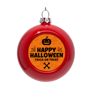 Happy Halloween pumpkin, Red Christmas tree ornament bauble 8cm