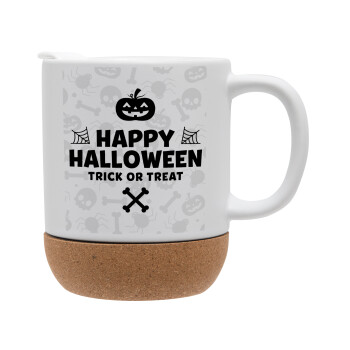 Happy Halloween pumpkin, Ceramic coffee mug Cork (MAT), 330ml (1pcs)