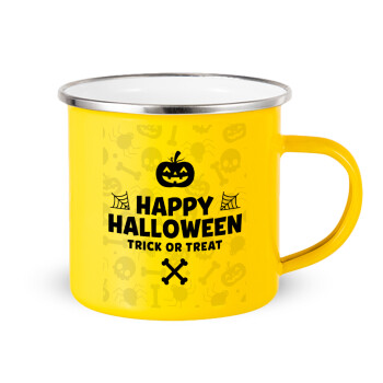 Happy Halloween pumpkin, Yellow Enamel Metallic Cup 360ml