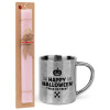 Easter Set, metallic thermal cup (300ml) & aromatic flat Easter candle (30cm) (PINK)