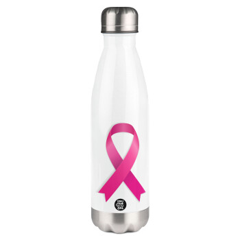 World cancer day, Metal mug thermos White (Stainless steel), double wall, 500ml