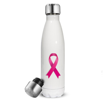 World cancer day, Metal mug thermos White (Stainless steel), double wall, 500ml