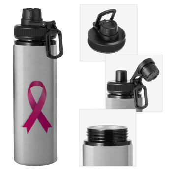 World cancer day, Metallic water bottle with safety cap, 850ml aluminum