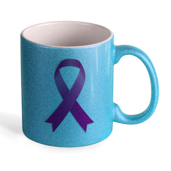  Παγκόσμια Ημέρα κατά του Καρκίνου, Κούπα Σιέλ Glitter που γυαλίζει, κεραμική, 330ml