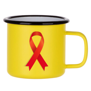 World cancer day, Metallic enamel MATT Yellow cup 360ml