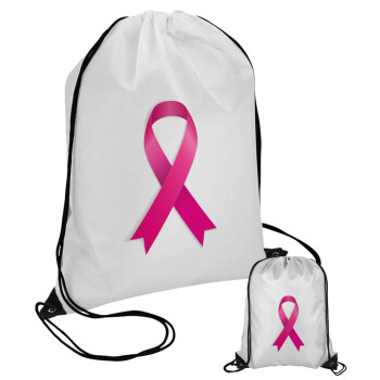 World cancer day, Pouch bag with black cords (1 piece)