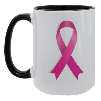 World cancer day, Κούπα Mega 15oz, κεραμική Μαύρη, 450ml