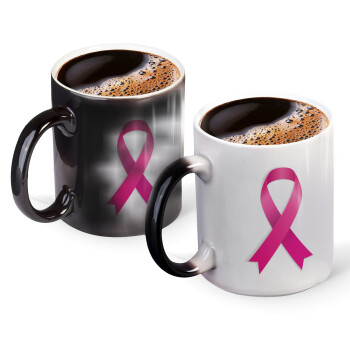 World cancer day, Color changing magic Mug, ceramic, 330ml when adding hot liquid inside, the black colour desappears (1 pcs)