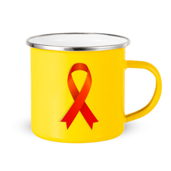 World cancer day, Yellow Enamel Metallic Cup 360ml