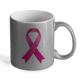 World cancer day, Κούπα Ασημένια Glitter που γυαλίζει, κεραμική, 330ml