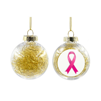 World cancer day, Transparent Christmas tree ball ornament with gold filling 8cm