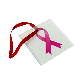 World cancer day, Christmas ornament, glass square ornament 9x9cm