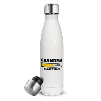 Grandma Loading, Μεταλλικό παγούρι θερμός Λευκό (Stainless steel), διπλού τοιχώματος, 500ml