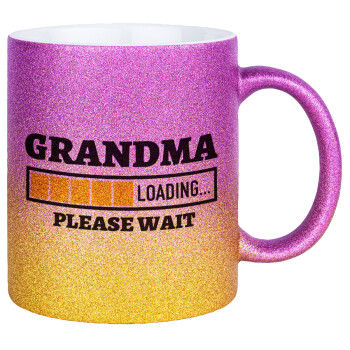 Grandma Loading, Κούπα Χρυσή/Ροζ Glitter, κεραμική, 330ml