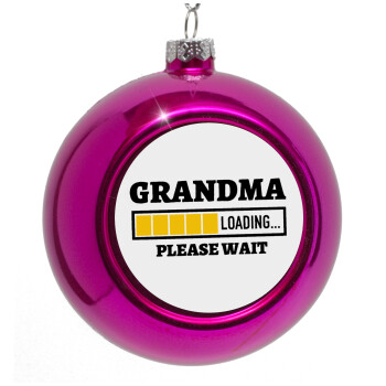 Grandma Loading, Purple Christmas tree ornament bauble 8cm