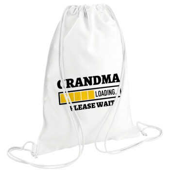 Grandma Loading, Backpack pouch GYMBAG white (28x40cm)