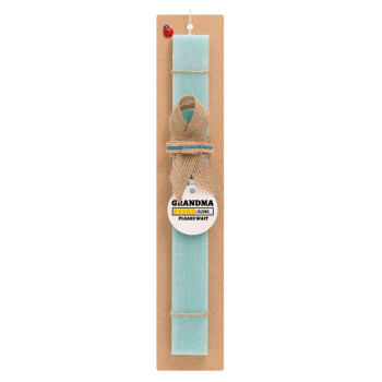 Grandma Loading, Easter Set, wooden keychain & aromatic flat Easter candle (30cm) (TURQUOISE)