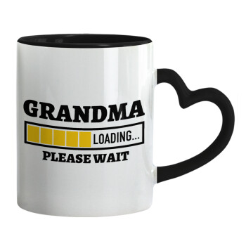 Grandma Loading, Κούπα καρδιά χερούλι μαύρη, κεραμική, 330ml