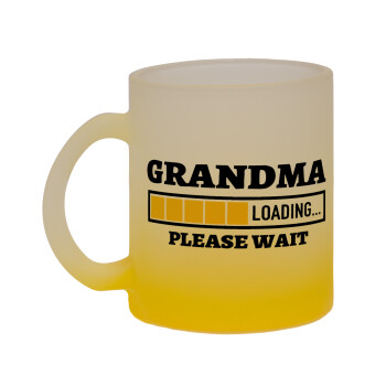Grandma Loading, Κούπα γυάλινη δίχρωμη με βάση το κίτρινο ματ, 330ml
