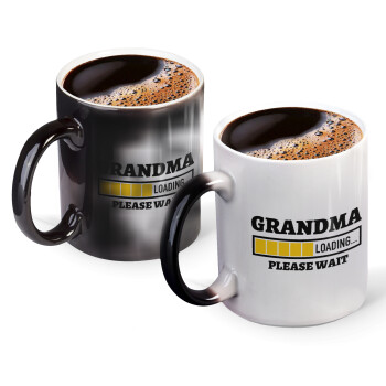 Grandma Loading, Color changing magic Mug, ceramic, 330ml when adding hot liquid inside, the black colour desappears (1 pcs)