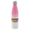 Metal mug thermos Pink/White (Stainless steel), double wall, 500ml