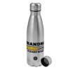 Metallic water bottle, stainless steel, 750ml