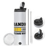 Travel Tumbler 2 Lids, with metal straw & cleaning brush (Stainless steel 304 Food grade, BPA free, 600ml)