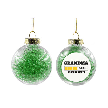 Grandma Loading, Transparent Christmas tree ball ornament with green filling 8cm