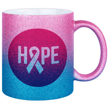 HOPE, Κούπα Χρυσή/Μπλε Glitter, κεραμική, 330ml