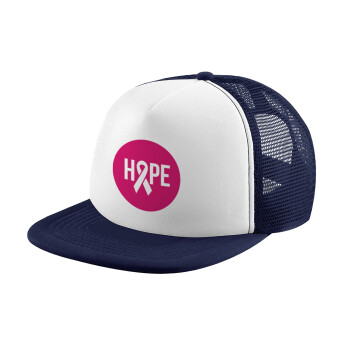 HOPE, Adult Soft Trucker Hat with Dark Blue/White Mesh (POLYESTER, ADULT, UNISEX, ONE SIZE)