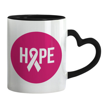 HOPE, Mug heart black handle, ceramic, 330ml