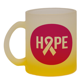 HOPE, Κούπα γυάλινη δίχρωμη με βάση το κίτρινο ματ, 330ml