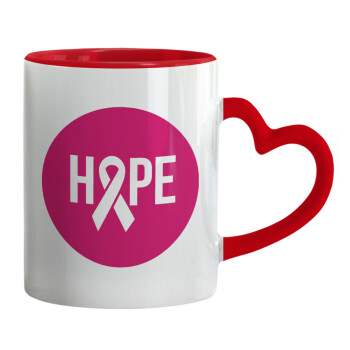 HOPE, Mug heart red handle, ceramic, 330ml