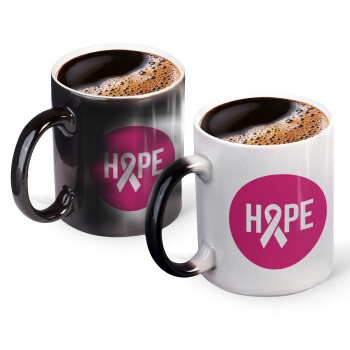 HOPE, Color changing magic Mug, ceramic, 330ml when adding hot liquid inside, the black colour desappears (1 pcs)