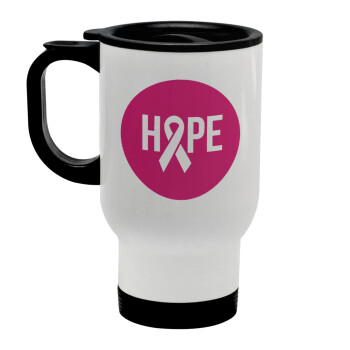 HOPE, Stainless steel travel mug with lid, double wall white 450ml