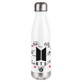 BTS signs, Metal mug thermos White (Stainless steel), double wall, 500ml