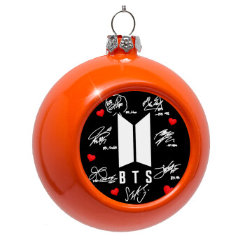 BTS signs, Orange Christmas tree ornament bauble 8cm