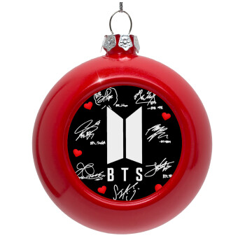 BTS signs, Red Christmas tree ornament bauble 8cm