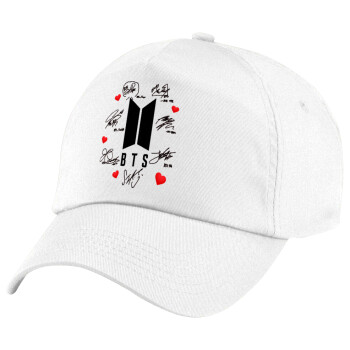 BTS signs, Children's Baseball Cap, 100% Cotton Twill, White (COTTON, CHILDREN'S, UNISEX, ONE SIZE)