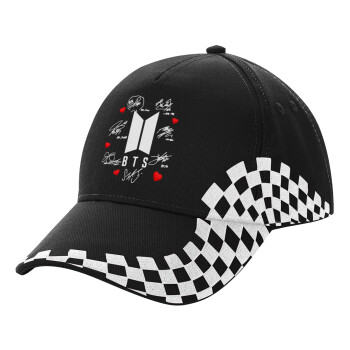 BTS signs, Adult Ultimate BLACK RACING Cap, (100% COTTON DRILL, ADULT, UNISEX, ONE SIZE)