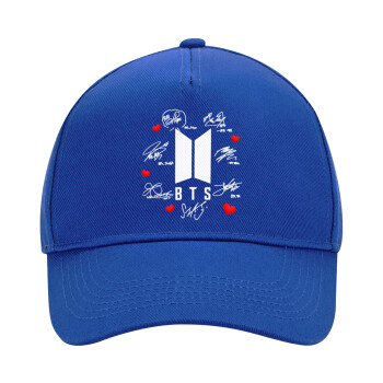 BTS signs, Ultimate Adult Hat BLUE, (100% COTTON DRILL, ADULT, UNISEX, ONE SIZE)